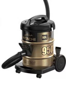 HITACHI Pail Can Vacuum Cleaner 2100 Watt, Cloth Filter, Black x Gold CV-950F 220CE BK