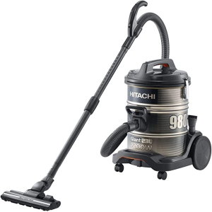 HITACHI Pail Can Vacuum Cleaner 2200 Watt, Nano Titanium Filter, Black x Gold CV-980D