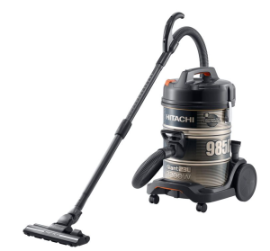 HITACHI Pail Can Vacuum Cleaner 2200 Watt, HEPA, Nano Titanium Filter, Black x Gold CV-985DC