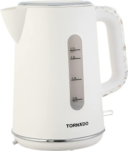 Tornado TKP-2217-C Plastic Electric Kettle, 1.7 Liter - White