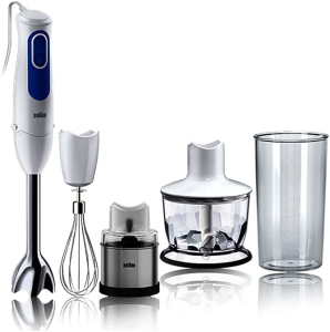 Braun MultiQuick 3 Hand Blender with Attachments, 700 Watt, White/Blue - MQ 3038