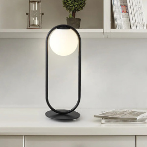 Table Lamp Black With Opal Ball