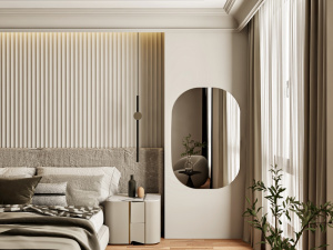 Curved Gold-Rimmed Mirror