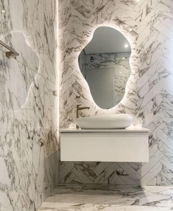 Double-Sided Frosted Square Bathroom Mirror With LED Light